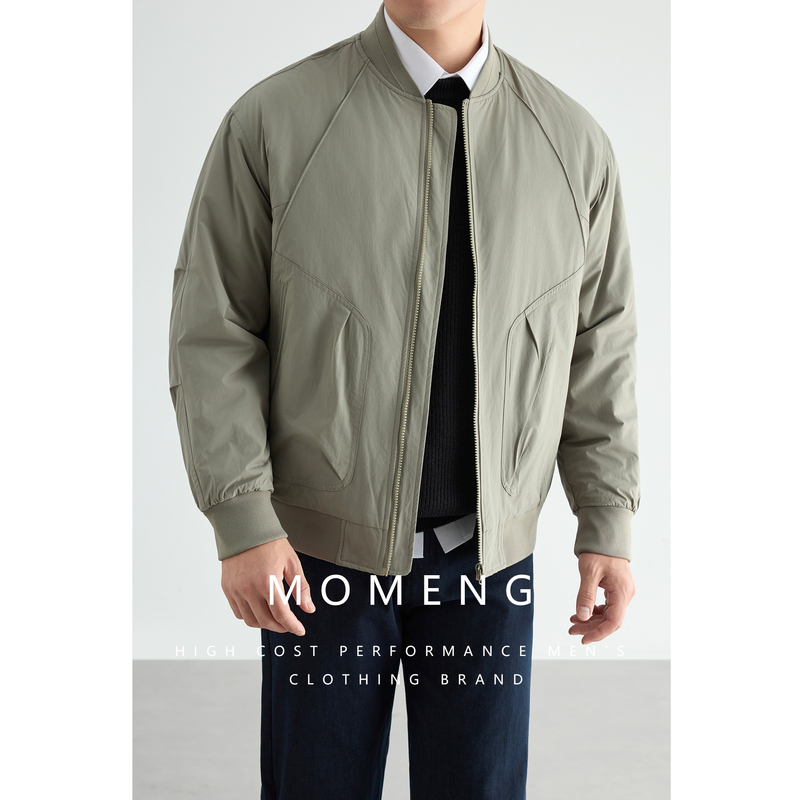 Momeng｜Workwear Functionality｜Baseball Collar Cotton Jacket Men's Pilot Windproof Patchwork Cotton Coat Autumn and Winter Style