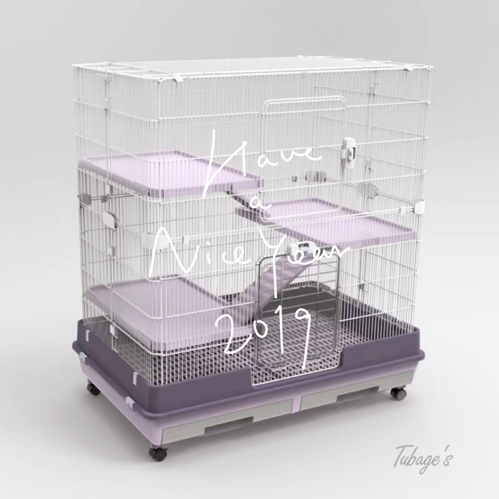 Rabbit daddy's house Riyoka Ruiyou home spray-proof urine double drawer double-layer large rabbit cage villa Guinea pig cage Mink cage