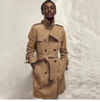 Is being exported to the United States and Italy imported suede sheepskin leather leather womens long double-breasted trench coat