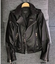 Big clear storm lost money clear goods Europe and the United States Lapel oblique zipper motorcycle fashion trendsetter women sheepskin leather jacket