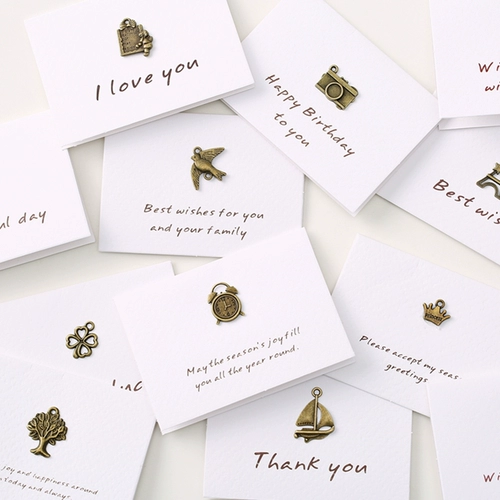 Мини -поздравительная открытка на день рождения маленькое сердце, творческий и простой подарок сообщения, благодарность китайский стиль бизнес -бизнес