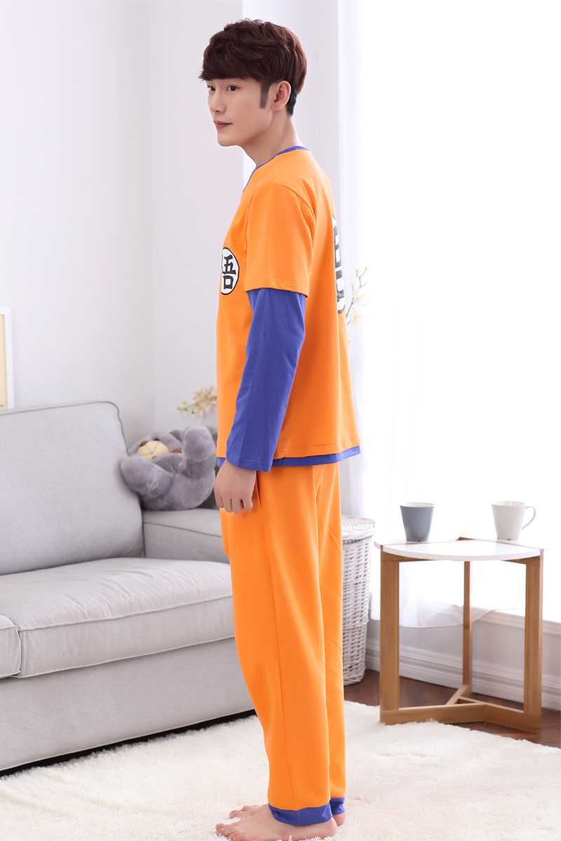 Anime Dragon Ball T-shirt Bộ đồ ngủ Goku tay dài nam thanh niên phù hợp với cotton phục vụ nam giản dị mùa thu đồ bộ mặc nhà