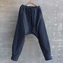Mens winter plus cotton cotton big crotch pants cotton pants trousers Haren pants youth fashion fashion retro Chinese style plus size