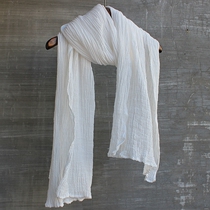 Scarf for men and women linen fold texture bib shawl air conditioning towel retro literary Chinese style personality niche