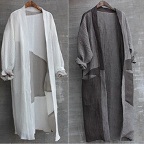 Mens Chinese style Hanfu wear a long shirt without a buckle a windbreaker a mantle a full-size Chinese style