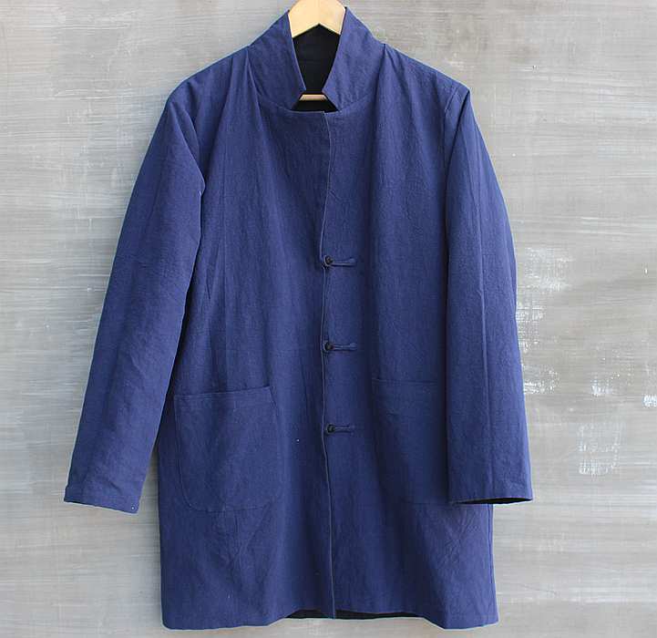 Tang phù hợp với nam phong cách Trung Quốc mùa thu nam áo khoác dài tay hai bên mặc áo sơ mi retro Trung Quốc quốc phục kích thước lớn màu đen quần áo nam