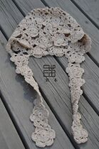 Retro hand-woven linen thread hollowed out art casual Joker womens knitted hat head towel cap cap hat female