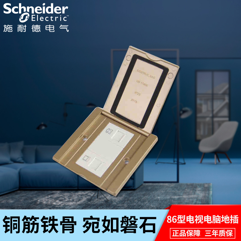 Schneider plug New Model 86 open telephone network floor socket Champagne gold floor socket floor plug