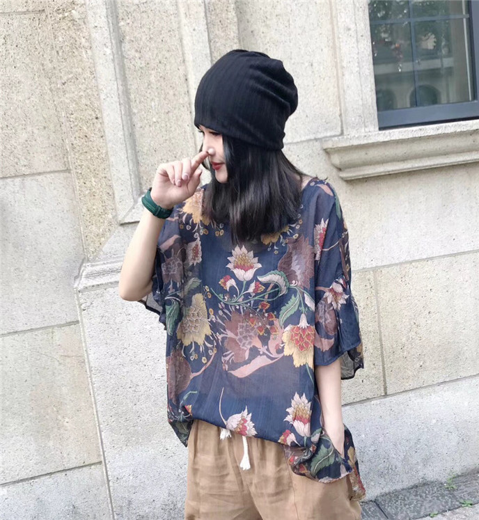 Casual nữ 2019 hè mới hàng châu Âu thời trang nước ngoài phong cách văn học áo sơ mi lỏng lẻo retro áo sơ mi - Áo sơ mi mẫu áo sơ mi nữ đẹp