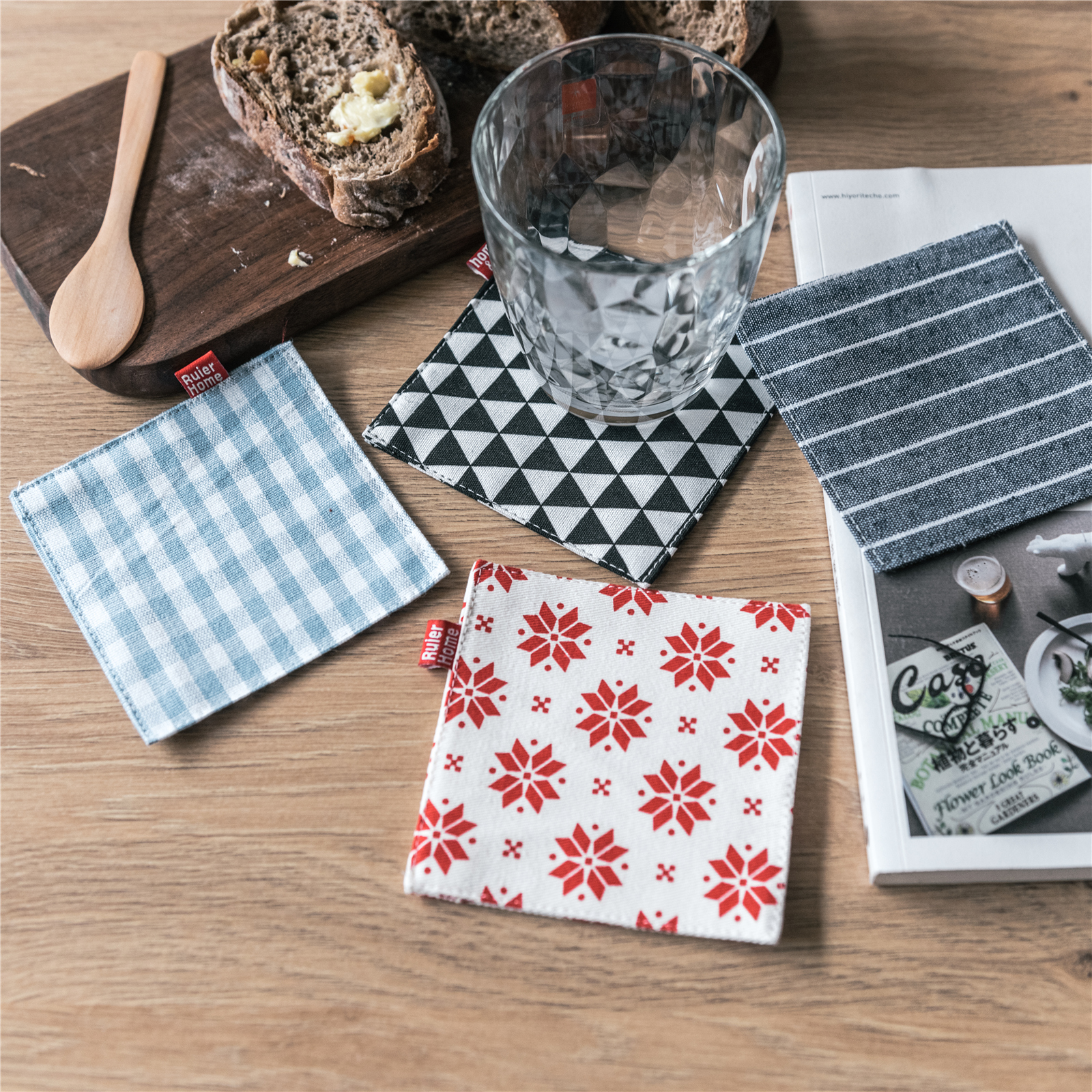 Ruosu life creative ZAKKA wind fabric cotton and linen coffee coaster European hand-woven tea cup heat insulation mat