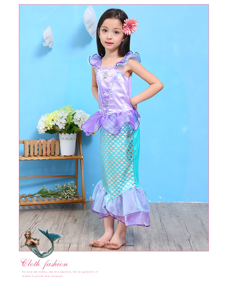 Halloween quần áo trẻ em Disney công chúa váy cô gái mùa thu váy nàng tiên cá công chúa trẻ em trình diễn váy đồ trẻ em