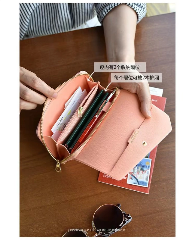 Chính hãng plepic Hàn Quốc thời trang PU khóa kéo túi xách tay ví du lịch túi hộ chiếu nam và nữ gói tài liệu du lịch - Túi thông tin xác thực túi đựng giấy tờ xe ô tô