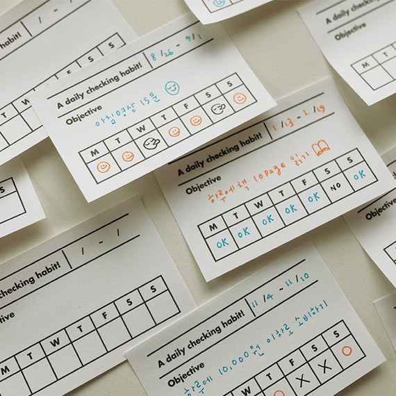 Imported from South Korea OLD Daily Check Habit Punch Mini Sticky Note Paper Weekly Goal Complete Memo N Times Sticker - Taobao