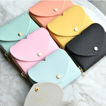 Korean plepic love short mini wallet cute portable card bag ladies small leather zipper coin wallet
