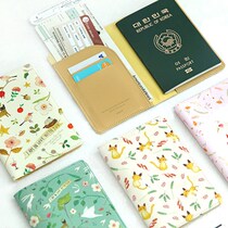 Indigo Korea travel kit short passport holder cute hand-held passport cover imitation leather photo package
