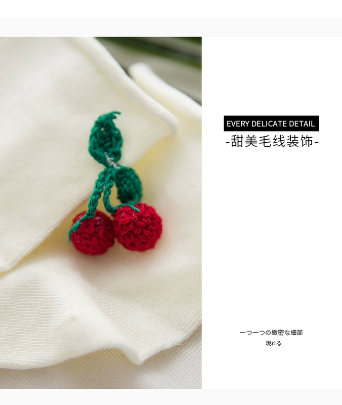 Vớ nữ Phiên bản Hàn Quốc của vớ hoang dã lỏng lẻo gót chân crochet anh đào vớ thể thao bông Nhật Bản vớ trái cây - Vớ bông