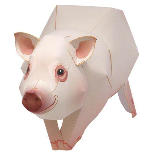 Simulation Animal Pig Paper Doll 3d Solid Paper Model DIY Handmade Children Origami Puzzle Toys-Taobao