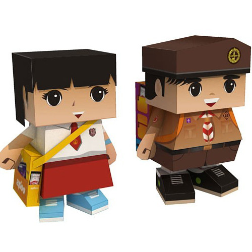 Q Edition People Puppet Cartoon Student Doll 3d Solid Paper Model DIY Handmade Children Origami Puzzle Toys-Taobao