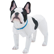 Paper mold making DIY handmade educational toys French bulldog pet dog fight 3D three-dimensional animal paper model