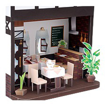 Cartoon shop Western restaurant small scene 3D three-dimensional paper model DIY handmade childrens origami educational toys