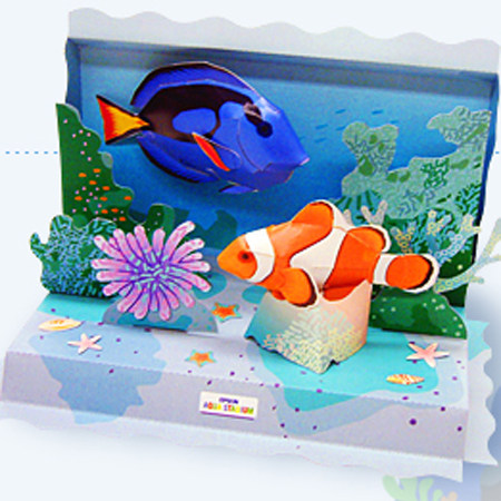 Seabed World Marine Fish Blue Pendant Clown Fish 3d Solid Paper Model DIY Handmade Child Origami Toys-Taobao