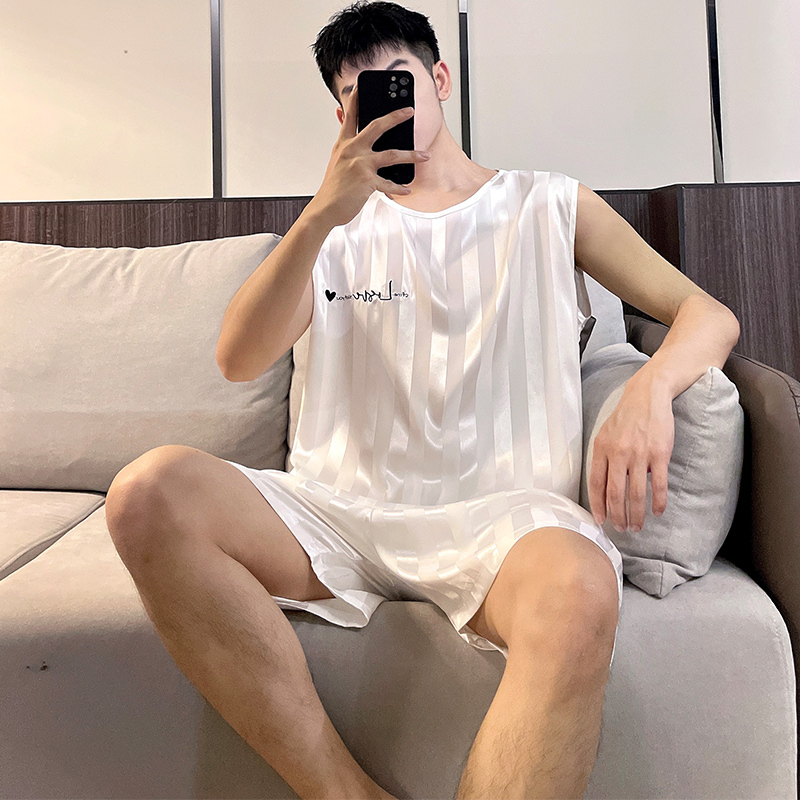 Men's Summer Sleeveless Vest and Shorts Pajamas 2026 New Style Cool and Wearable High-End Large Size Loungewear Set