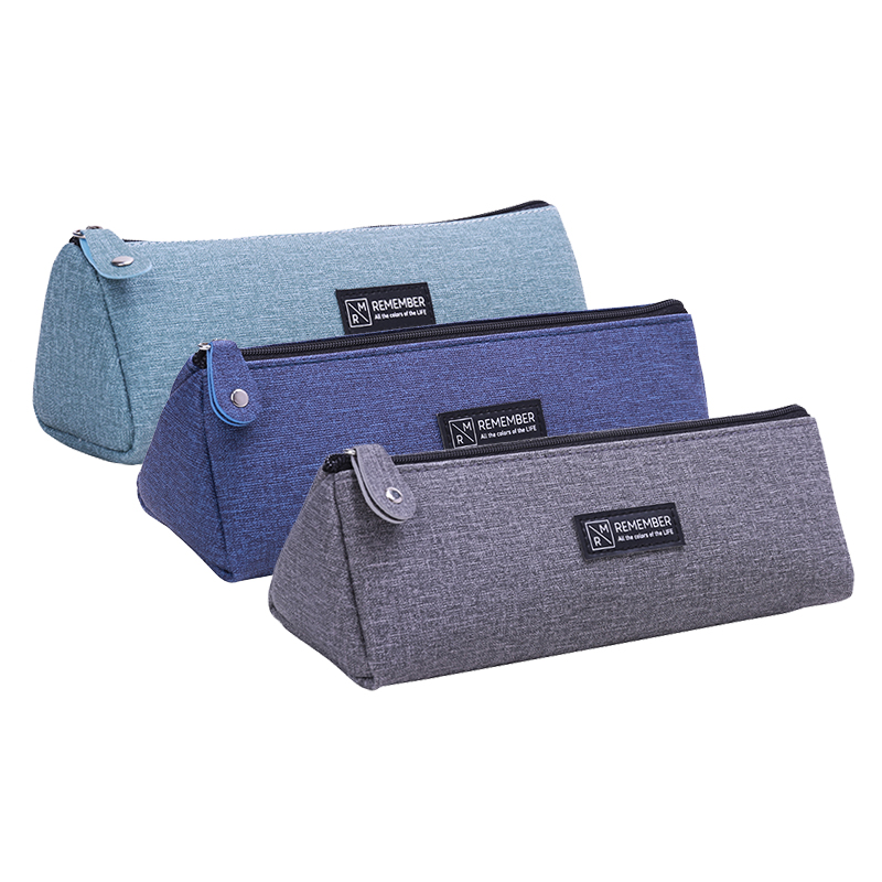 Deli 66783 plain pencil bag Cloth pencil bag for primary and secondary school students stationery bag pen box Zipper type three colors optional
