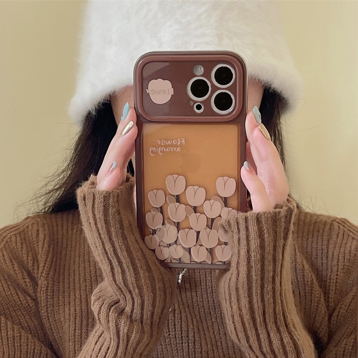 Korean wind tulips apply iphone15pro Apple 14promax mobile phone shell 15 new 13 12 anti-fall-Taobao