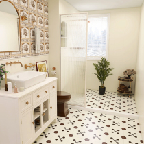 French retro bathroom tiles cream style tiles milk white art bathroom kitchen balcony floor tiles toilet wall tiles