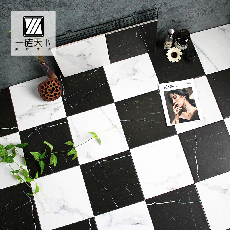 Nordic Modern Jazz Black & White Retro Matt Matt Flowers Brick 200 Kitchen Toilet Wall Brick Bathroom Toilet Anti Slip Brick