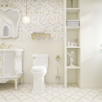 Facile Cream Wind Toilet Tile Bathroom Toilet Anti-Slip Floor Tiles Washstand Wall Paper Flower Brick Kitchen Balcony Brick