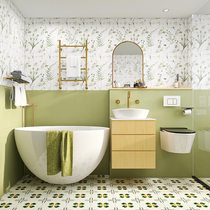 Avocado green retro bathroom tiles Moroccan bathroom tiles floor tiles toilet kitchen wall tiles non-slip floor tiles