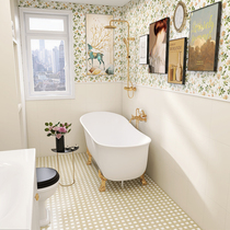 French warm color milky white and yellow bathroom tiles with wallpaper tiles wall tiles bathroom terrazzo non-slip floor tiles