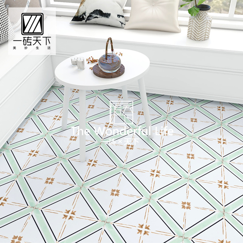 Nordic matcha green retro small flower tiles balcony powder room kitchen floor tiles small fresh garden tiles bathroom wall tiles