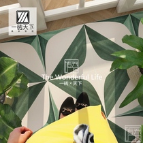 Moroccan green small tiles kitchen balcony flower piece Nordic retro dining room living room bathroom wall and floor tiles 30