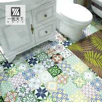 Nordic retro green geometric Mediterranean tiles 300 kitchen bathroom wall tiles balcony non-slip floor tiles 300