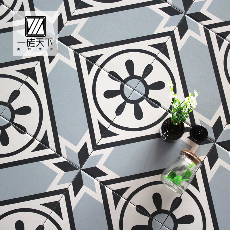 Summer Nordic pastoral small fresh retro blue parquet tiles Restaurant kitchen bathroom balcony tile 200