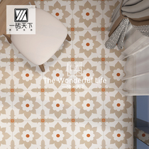 Retro Mesh Red Flowers Brick Toilet Kitchen Balcony Wall Brick Restaurant Non-slip Floor Tiles Bathroom See South Flowers Folk tiles