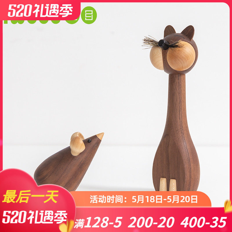 Wood-mesh cat and mouse paparazzi small swing piece desk small freshener decorative art swing piece giraffe doll
