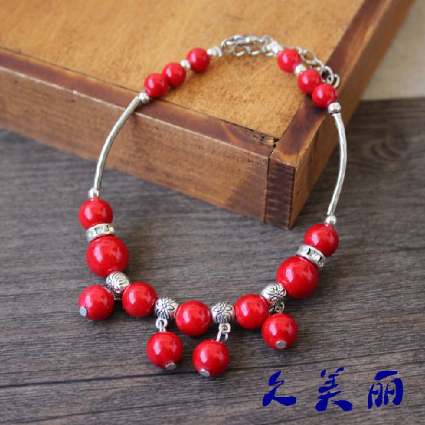 Nhà máy trực tiếp Vân Nam Tây Tạng trang sức chân Tây Tạng bạc Tây Tạng đồ trang sức đá ngọc lam hạt vòng chân biểu diễn múa JL020 - Vòng chân vòng chân titin ko gỉ