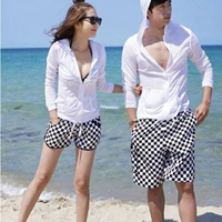Thời trang Hàn Quốc cặp đôi chống nắng quần áo bikini bãi biển áo chống nắng unisex du lịch set quần đi biển dài tay 	quần dưa hấu đi biển	