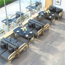 New Western restaurant coffee shop card seat clear bar rest area Nordic light luxury three-person bar milk tea shop table and chair combination