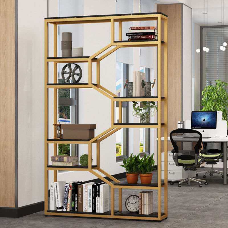 Nordic style office partition decoration living room screen multi-layer bookshelf display rack porch iron art rack