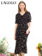 Lagogo French-Style Polka Dot Floral Dress for Women, Summer New Elegant V-Neck Chiffon A-Line Midi Dress