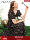 Lagogo French-Style Polka Dot Floral Dress for Women, Summer New Elegant V-Neck Chiffon A-Line Midi Dress