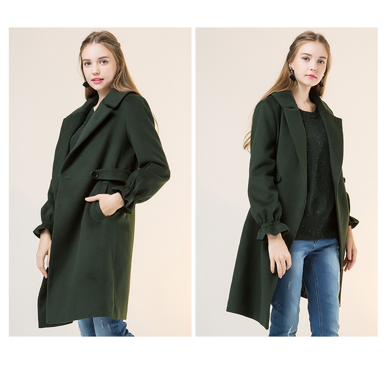 Lagugo Lagogo mùa đông mùa xuân thẳng màu rắn lớn áo khoác len áo khoác eo nữ là phần mỏng và dài mẫu áo dạ nữ đẹp 2020