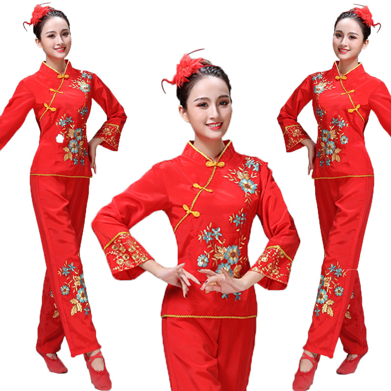 New Yangko costume women's suit middle-aged and elderly folk performance fan dance performance waist drum drumming square dance costume