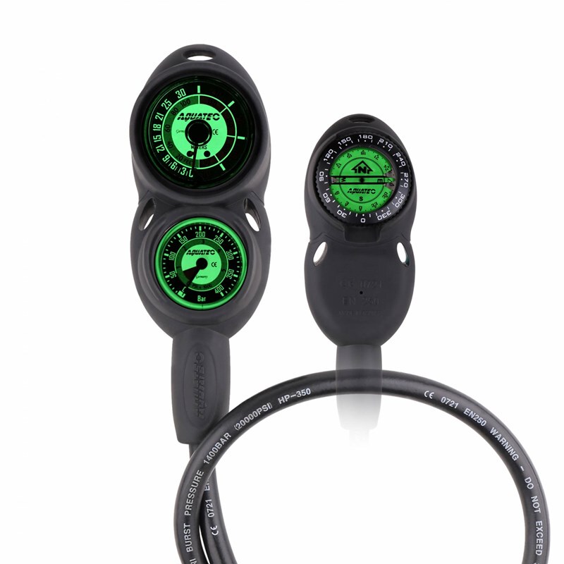 Diving Pressure Gauge Taiwan Two-In-One Gauge Pressure Depth Compass Double-Sided Imported Aquatec Diving Three-In-One Gauge