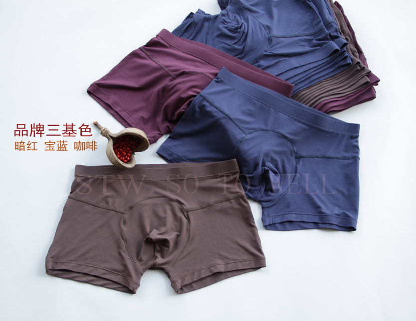STW Quần lót nam Boxer Quần short Modal Men Thanh niên Lỏng thoáng khí Slim Đồ lót giữa tăng cho nam Modal quần lót nam thun lạnh