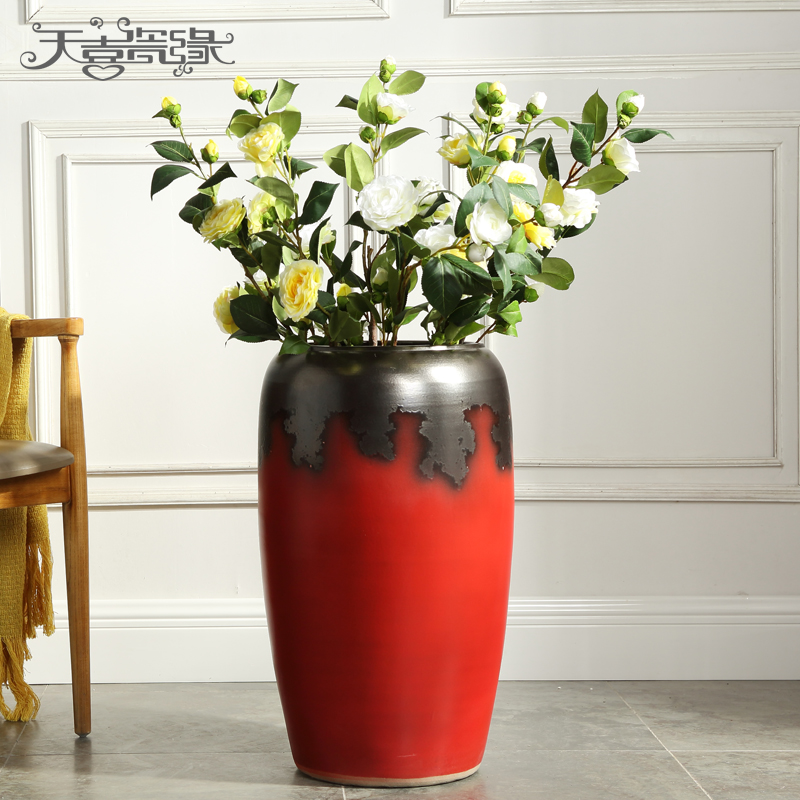 Jingdezhen ceramic hotel dry flower arranging large vases, I and contracted sitting room window furnishing articles pottery flowerpot landing